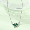 Brass Pave Cubic Zirconia Rectangle and Heart Pendant Cable Chain Necklaces KK-CBAB173-04P-09-3