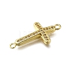 Brass Clear Cubic Zirconia Cross Connector Charms LS-ZIRC-I070-003G-2