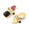 Ion Plating(IP) Natural Dyed & Heated Black Agate and Natural Rhodonite Stud Earring Findings EJEW-U014-01E-2
