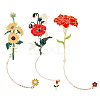 SUPERFINDINGS 3Pcs 3 Styles Flower Enamel Bookmark AJEW-FH0004-52-1