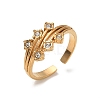 304 Stainless Steel Pave Cubic Zirconia Cuff Open Rings SA-CBA83B5-02G-2