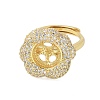 Flower Brass Micro Pave Cubic Zirconia Adjustable Ring Settings KK-K297-03G-2
