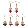 Glass Lantern Dangle Earrings EJEW-MZ00629-1