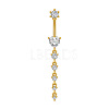 304 Stainless Steel Pave Clear Cubic Zirconia Curved Barbell Dangle Belly Rings FS-WG7A03F-12-1