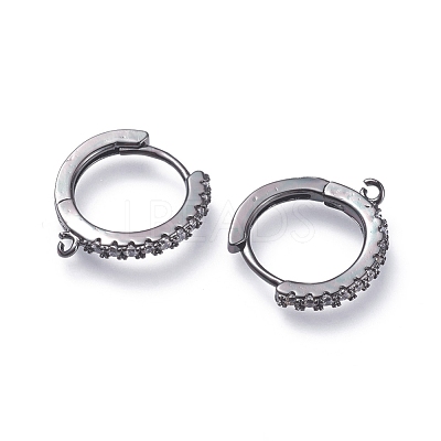 Brass Micro Pave Cubic Zirconia Huggie Hoop Earring Findings ZIRC-G156-07B-1