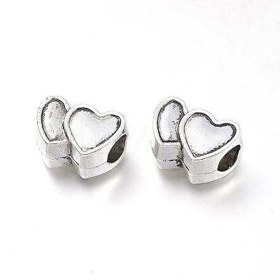 Heart Alloy European Large Hole Beads PALLOY-O065-28AS-1