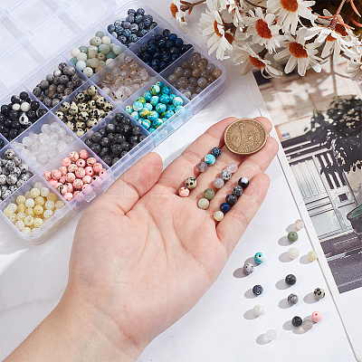 750Pcs 15 Styles Mixed  Gemstone Baeds G-NB0005-42A-1