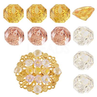 9Pcs 3 Colors Cubic Zirconia Cabochons ZIRC-TA0001-30B-1
