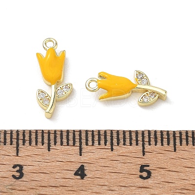 Brass Micro Pave Clear Cubic Zirconia and Enamel Charms KK-A300-22G-03-1