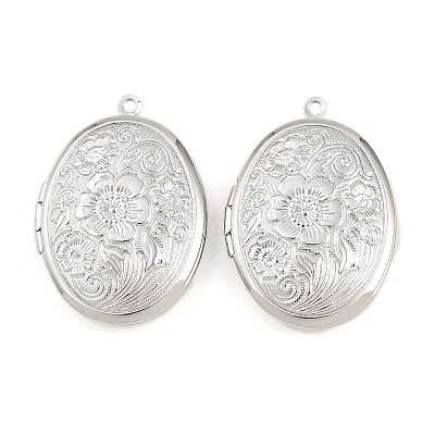 Rack Plating Brass Locket Pendants KK-K277-03P-1