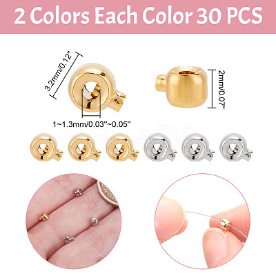 60Pcs 2 Colors Brass Crimp Beads KK-AR0003-62-1