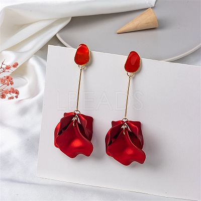 Spray Painted Alloy Enamel Dangle Stud Earrings FS-WG98629-01-1