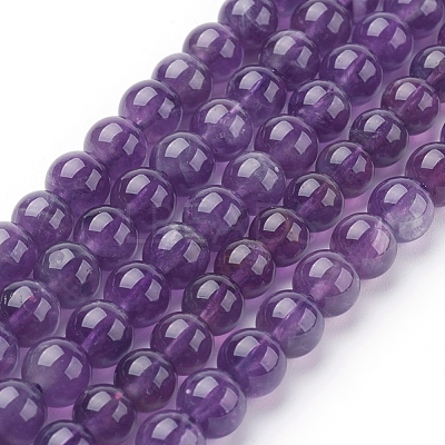Natural Amethyst Beads Strands X-G-G099-6mm-1-1