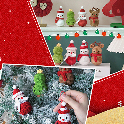 1Set Christmas Theme DIY Crochet Kit for Beginners DIY-SC0027-78A-1