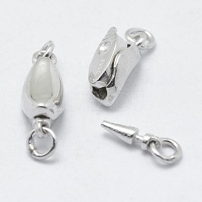 Anti-Tarnish Rhodium Plated 925 Sterling Silver Box Clasps STER-F037-032P-1
