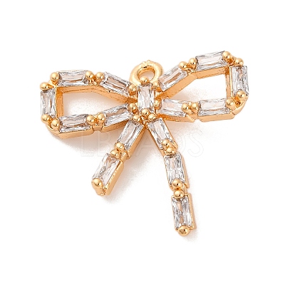 Brass Micro Pave Clear Cubic Zirconia Pendants KK-C076-15G-1