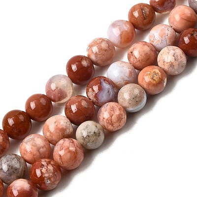 Natural Pink Agate Beads Strands G-K350-C02-8mm-1