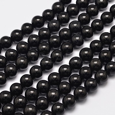 Natural Eyeless Obsidian Beads Strands G-K123-06-6mm-1