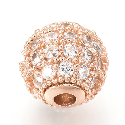Brass Micro Pave Cubic Zirconia Beads LS-ZIRC-Q013-10mm-142RG-1