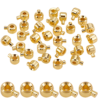 30Pcs Brass Crimp Beads KK-BBC0024-23G-1