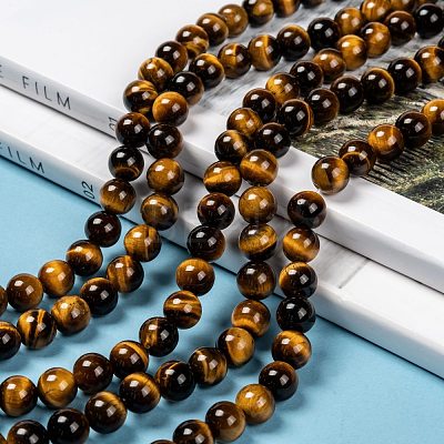 Natural Tiger Eye Beads Strands X-G-J303-11-8mm-1