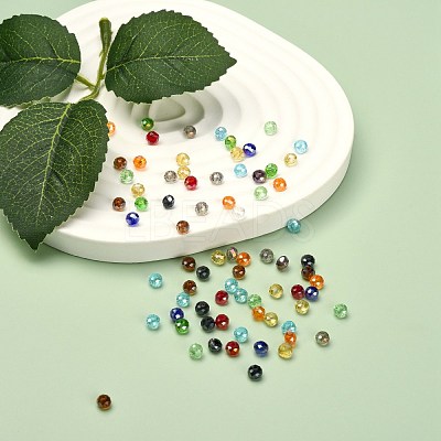 Electroplate Faceted Rondelle AB Color Plated Transparent Glass Beads GLAA-R152-4mm-M2-1