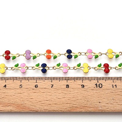 304 Stainless Steel Enamel Cherry Link Chains CHS-N005-01B-G-1