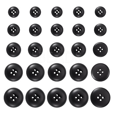 25Pcs 5 Styles 4-Hole Resin Buttons BUTT-TA0001-49-1