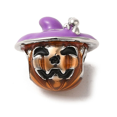 Halloween Brass Enamel European Beads KK-A203-04B-P-1