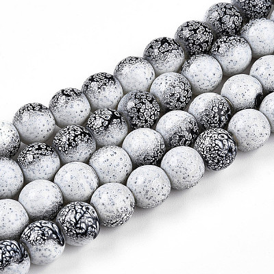 Transparent Baking Paint Glass Beads Strands DGLA-N009-10mm-09-1