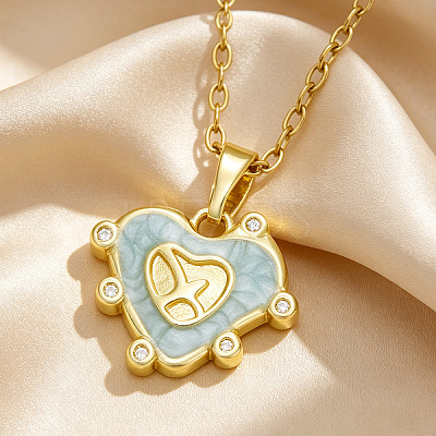Brass Enamel Pendant 201 Stainless Steel Cable Chain Necklaces for Women WG0A1E8-04-1