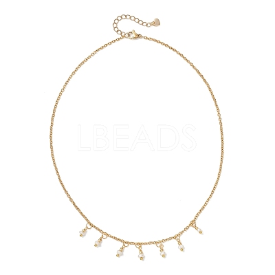 Natural Pearl Rice Pendant Bib Necklaces with 304 Stainless Steel Cable Chains NJEW-JN05944-1