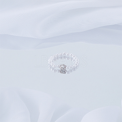 1Pc Imitation Pearl Beads Finger Rings RJEW-LP0003-52-1