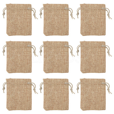 20Pcs Rectangle Polyester Imitation Burlap Packing Pouches Drawstring Bags ABAG-TA0001-95B-1