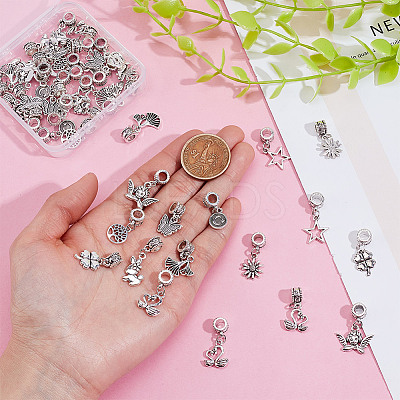 48Pcs 12 Styles Brass European Dangle Charms KK-HY0004-07-1