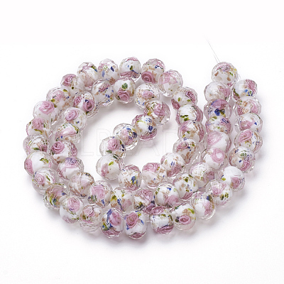 Handmade Gold Sand Lampwork Beads Strands LAMP-R141-10mm-12-1