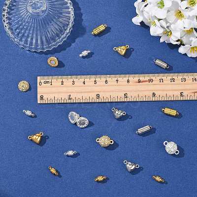 20 Bags 4 Styles 2 Colors Brass & Alloy Magnetic Clasps with Loops KK-FS0002-01-1