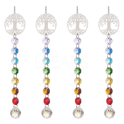 Glass Teardrop Window Hanging Suncatchers HJEW-JM00934-1