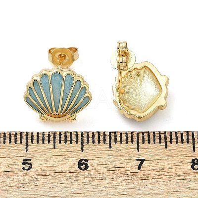 Brass Enamel Stud Earrings EJEW-R032-07G-02-1