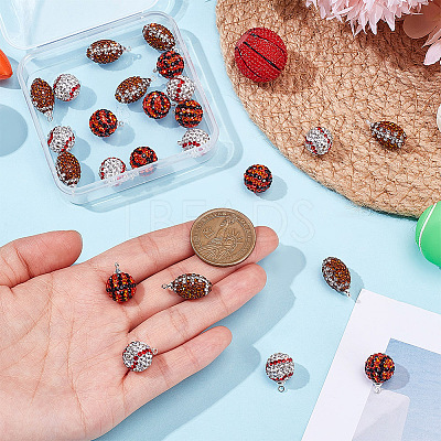 24Pcs 3 Style Handmade Polymer Clay Rhinestone Pendants PALLOY-OC00047-1