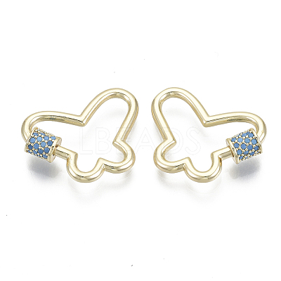 Brass Micro Pave Cubic Zirconia Screw Carabiner Lock Charms KK-R136-071B-NF-1