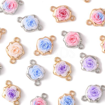 24Pcs 9 Colors Alloy & Resin Rose Flower Connector Charms FIND-FS0004-71-1