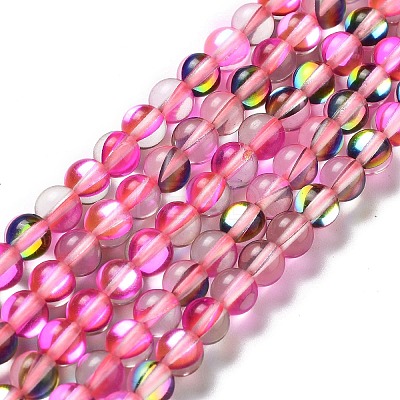 Synthetic Moonstone Beads Strands G-P528-J01-10-1