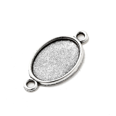 Antique Silver Tibetan Style Alloy Flat Oval Cabochon Connector Settings X-TIBE-M022-06AS-1