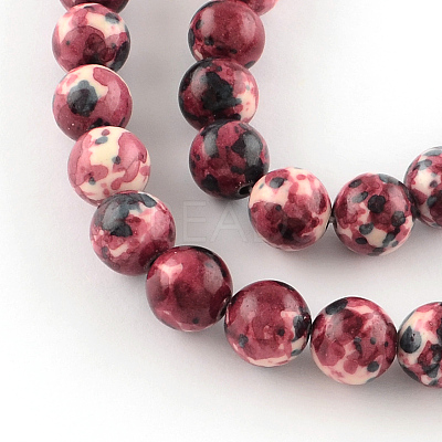 Dyed Natural Ocean White Jade Round Bead Strands G-R295-4mm-02-1