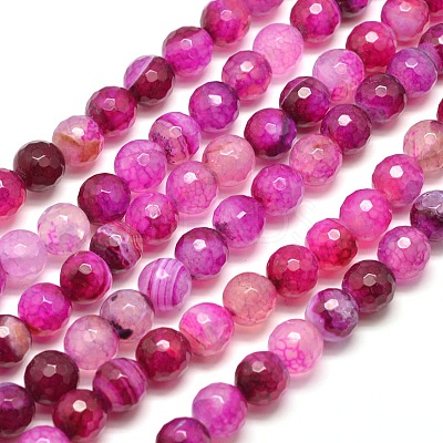 Dyed Natural Agate Faceted Round Beads Strands G-E267-22-1