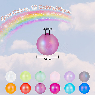 96Pcs 16 Colors Spray Painted Acrylic Beads OACR-GO0001-01-1