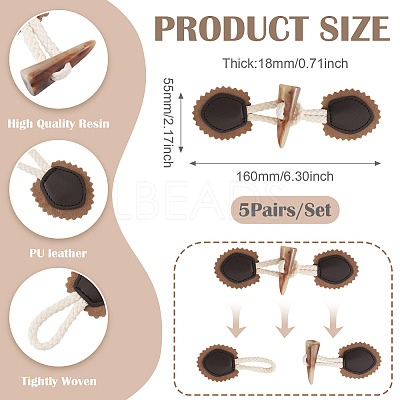 5 Pairs Resin Buttons BUTT-TA0001-48D-1