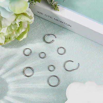 8Pcs 4 Styles Hypoallergenic F136 Implant Grade Pure Titanium Hoop Earrings EJEW-BBC0001-86-1