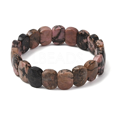 Natural Rhodonite Beaded Stretch Bracelets for Unisex G-K303-01G-1